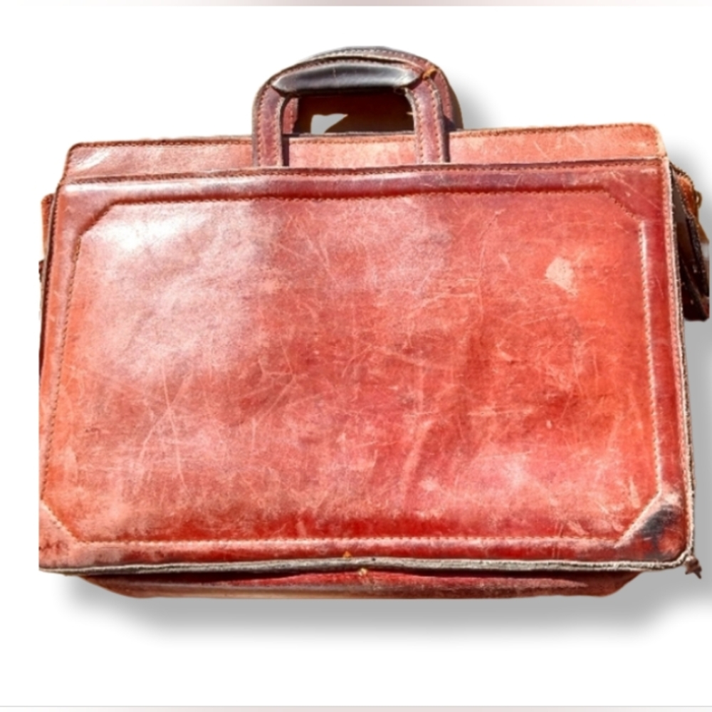 Joseph Daniel- Brown Leather Attaché Satchel Bag Briefcase- Vintage